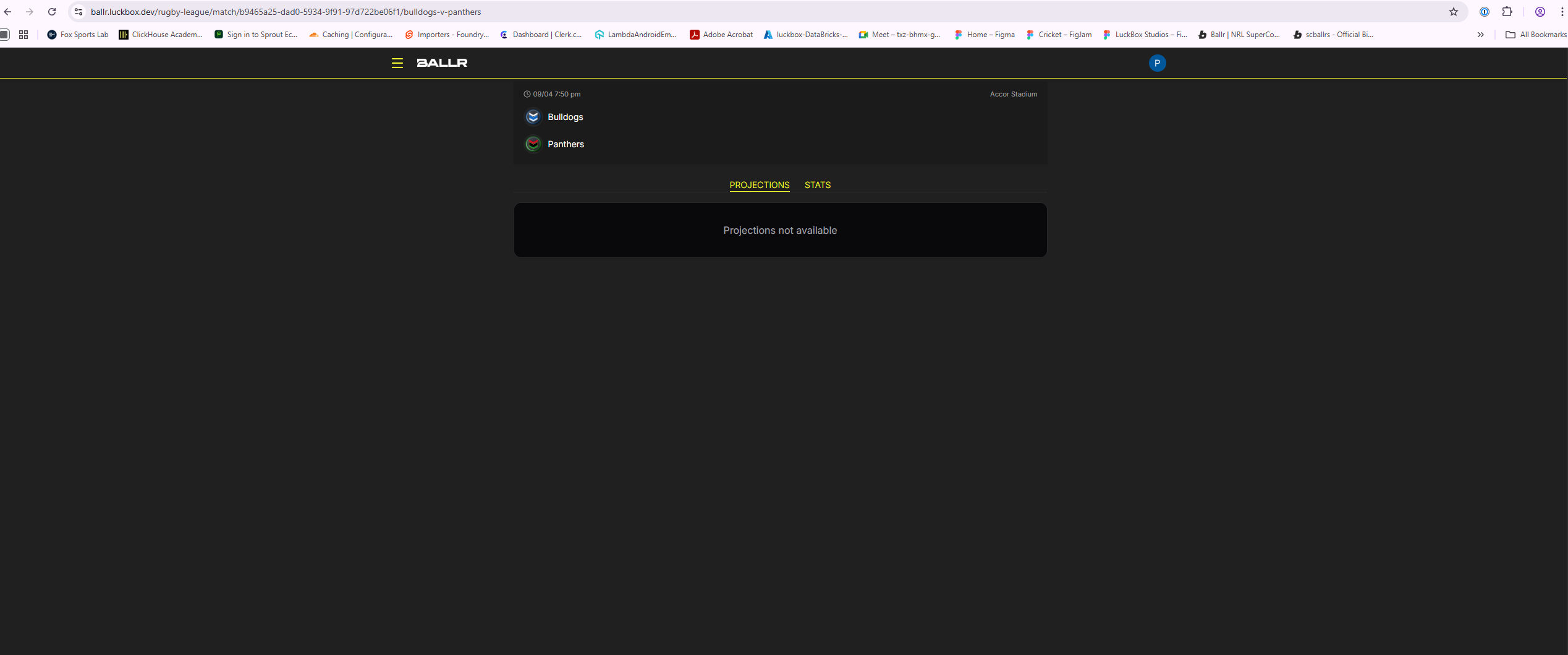 Ballr fixture view for Round 5 — shows only player names and basic stats, with no projection fields visible since projections are disabled for this round